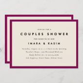 Invitation Minimal Mi-Siècle Rétro Plum Couples Douche (Devant / Derrière)
