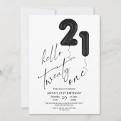 Invitation Minimal Modern Black White 21st Birthday (Devant)