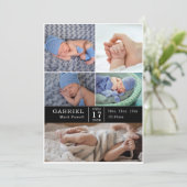 Invitation Minimal Modern Chic Photo Collage Baby Reveal Card (Debout devant)