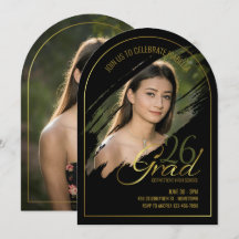 Minimal Modern Faux Gold Arch Photo Grad Party 