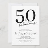 Invitation Minimal Modern Fifty and Fabulous 50th Birthday (Devant)
