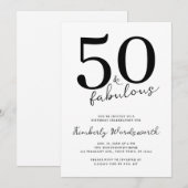 Invitation Minimal Modern Fifty and Fabulous 50th Birthday (Devant / Derrière)