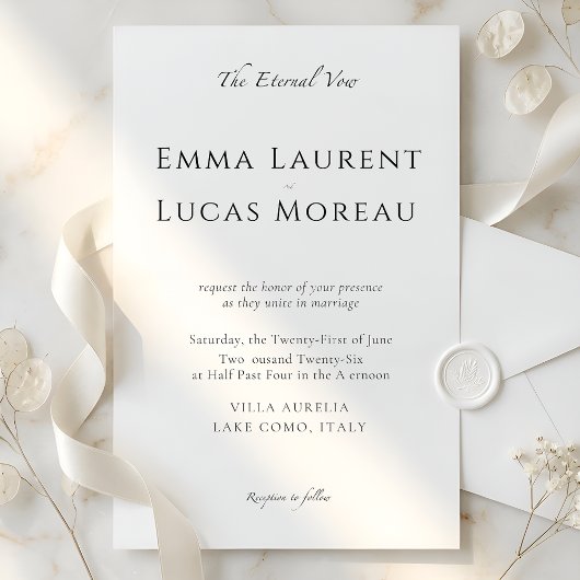 Invitation Minimal Modern Luxury Black & White Wedding Design