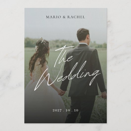 Invitation Minimal Modern Script Elegant Wedding Photo (Devant)