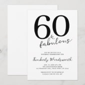 Invitation Minimal Modern Sixty and Fabulous 60th Birthday (Devant / Derrière)