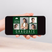 Invitation Minimal moderne 4 photo Green Graduation Party