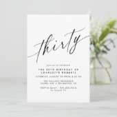 Invitation Minimal moderne | Black and White 30th Birthday (Debout devant)