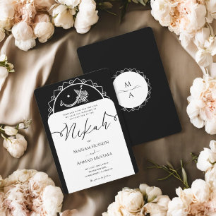 Invitation Minimal moderne Chick noir et blanc Nikah islamiqu