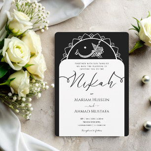 Invitation Minimal moderne Chick noir et blanc Nikah islamiqu