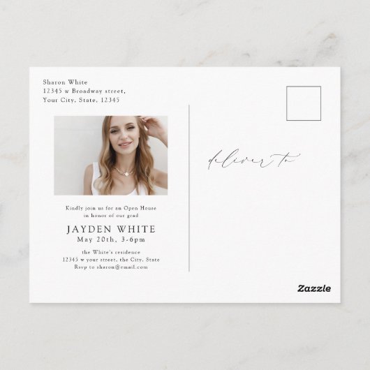 Invitation minimal moderne de script chic photo (Dos)