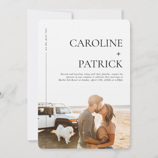 Invitation Minimal moderne | Détails du Mariage photo & (Devant)