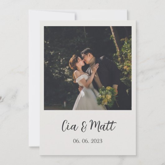 Invitation Minimal moderne | Détails du Mariage photo & (Devant)