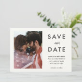 Invitation Minimal Moderne Économisez notre Date Photo Design (Debout devant)