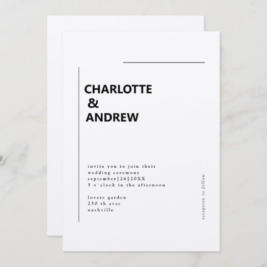 Invitation Minimal, moderne Einladung (Devant / Derrière)