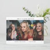 Invitation Minimal moderne encadré photo Collage Grad Party (Debout devant)