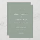 Invitation Minimal moderne esthétique Sage vert Mariage Invit (Devant / Derrière)
