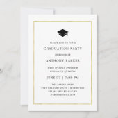 Invitation Minimal moderne| Faux Gold Border Graduation Party (Devant)