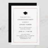 Invitation Minimal moderne | Faux Rose Gold Border Grad Party (Devant / Derrière)