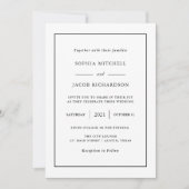 Invitation Minimal moderne | Mariage de bordure couleur modif (Devant)