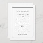 Invitation Minimal moderne | Mariage de bordure couleur modif (Devant / Derrière)