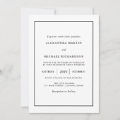 Invitation Minimal moderne| Mariage frontalier noir (Devant)