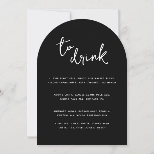 Invitation Minimal moderne | Menu Arch Drink (Devant)