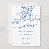 Invitation Minimal moderne Newport Rhode Island Map Mariage (Devant)