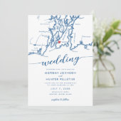 Invitation Minimal moderne Newport Rhode Island Map Mariage (Debout devant)