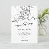 Invitation Minimal moderne Newport Rhode Island Map Mariage (Debout devant)