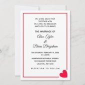 Invitation Minimal moderne Red Heart Valentine Mariage (Devant)
