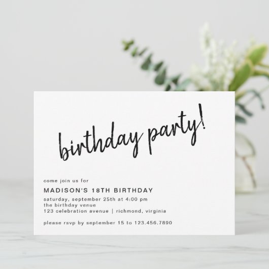 Invitation Minimal moderne | Script Décontracté N'importe que (Debout devant)
