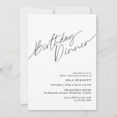 Invitation Minimal moderne | Script simple Dîner d'anniversai (Devant)