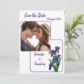 Invitation Minimal moderne violet Iris Enregistrer le Mariage (Debout devant)