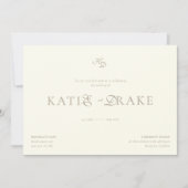 Invitation Minimal Monogram Cream Ivory Script Wedding (Devant)