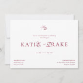 Invitation Minimal Monogram Deep Burgundy Script Wedding (Devant)