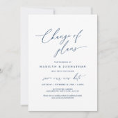 Invitation Minimal Navy, Changement de plans, mariage reporté (Devant)