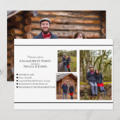 Invitation Minimal noir & blanc Ajouter vos photos Fiançaille (Devant / Derrière)