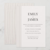 Invitation Minimal Old Money Brown Stripe and Ivory Wedding  (Devant / Derrière)