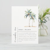 Invitation Minimal Palmiers Fiançailles d'aquarelle tropicale (Debout devant)