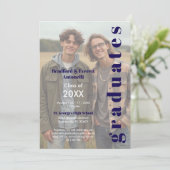 Invitation Minimal Photo Editorial Style Double Graduation (Debout devant)