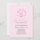 Invitation Minimal Pink Script 50 and Fabulous 50th Birthday (Devant)