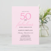 Invitation Minimal Pink Script 50 and Fabulous 50th Birthday (Debout devant)