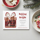Invitation minimal red photo christmas baking party