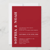 Invitation Minimal romantique rouge & blanc Mariage moderne (Devant)