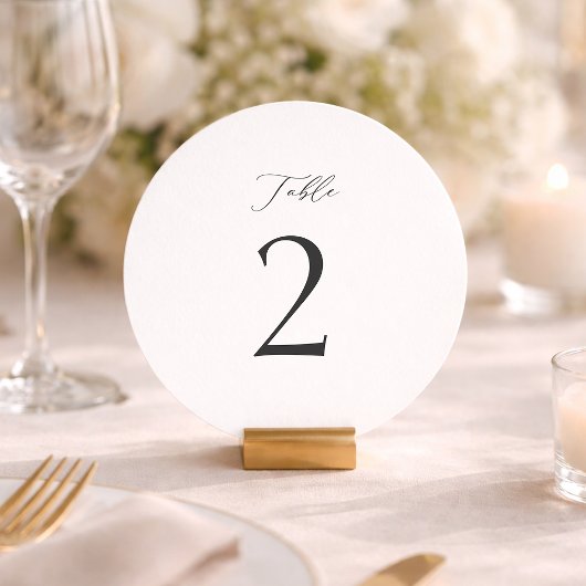 Invitation Minimal Round Table Numbers 1–19 