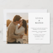 Invitation Minimal Rustic Beach coucher de soleil Photo Maria (Devant)