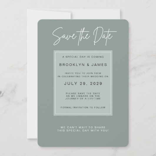 Invitation Minimal Sage Enregistrer la Date (Devant)