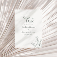 Minimal Sage Green Botanical Save the Date