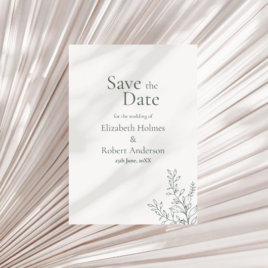 Invitation Minimal Sage Green Botanical Save the Date