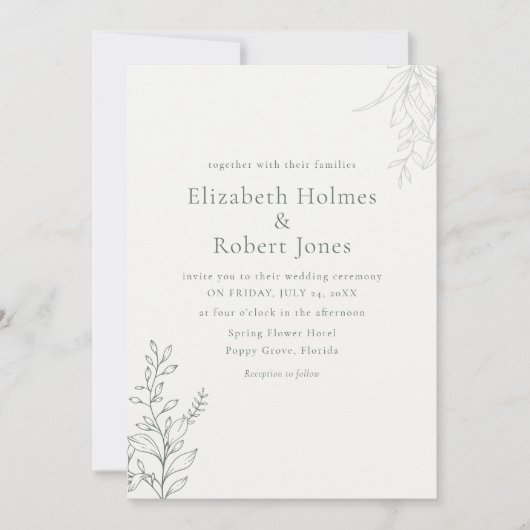 Invitation Minimal Sage Green Botanical Wedding (Devant)
